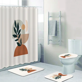 מודרני מינימליסטי בוהו הבוטני דמות מופשטת קו ציור אמנות חדר מקלחת וילון אמבטיה שטיחון לאמבטיה, השטיח לעיצוב הבית