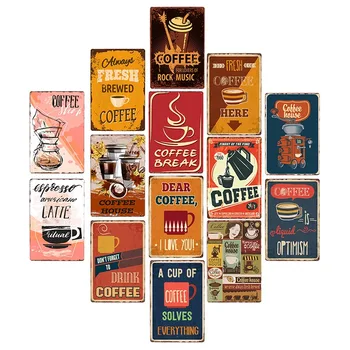 רטרו מתכת קפה פח סימנים חנות הקפה לוח מתכת פוסטר מעוצב מתכת קיר המטבח עיצוב
