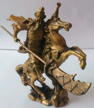 סינית עתיקה גיבור ברונזה נחושת בודהה פסל רכיבה על סוסים * פסל ברונזה
