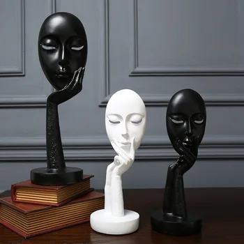 קישוט הבית פסל קישוטי שולחן אביזרים 3D מסכת פנים מופשט פיסול דקורטיבי אמנות פסלון חיים עיצוב חדר