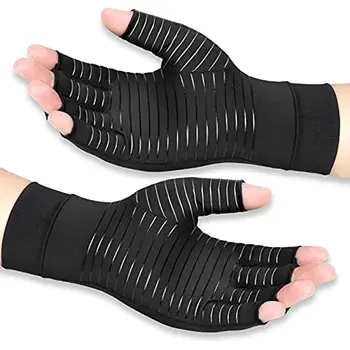 נחושת דלקת מפרקים דחיסה כפפות נשים גברים להקל על היד כאב ונפיחות בשורש כף היד אצבעות להקליד תמיכה למפרקים