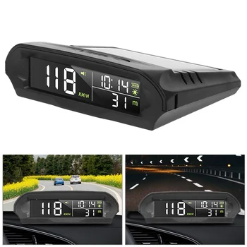 המכונית האד מד מהירות תצוגה עילית GPS שעון טמפ ' גובה דיגיטלי סולארי מטען USB אביזרי רכב Cartronics אוניברסלי