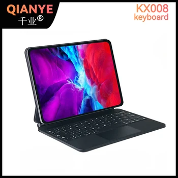 Qianye KX008 מקלדת Ipad שולחן עבודה אלחוטי מקלדת עם תאורה אחורית של מקלדת מגע מקלדת שליטה Ipad נרתיק עור מקלדת