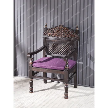 מגולף מעץ מלא הכיסא תאילנדי פנאי סלון, חדר השינה, פינת האוכל כיסא עם משענת תה הכיסא רהיטים ללמוד הכיסא