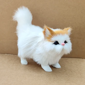 חדש מיני 1PC סימולציה חתול מודל בקנה מידה לבן כתום בובת חתול קישוט זעיר מודלים DIY עיצוב הבית מלאכה