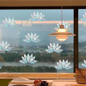 3D חדש בענן השפעה מדבקות חלון שבירה צבעוני חתול MoonPVC דבק-בחינם נשלף החלון סורגי DIY זכוכית מדבקות קיר