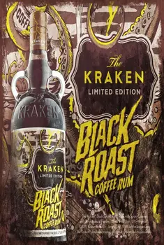 הקראקן קפה שחור רום פרסומת וינטג ' בסגנון רטרו שלט מתכת, בר, פאב Mancave