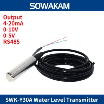 SWK-Y30A חיישן רמת נוזל 0-5M רחב מפלס המים משדר 4-20mA 10V 5V RS485 פלט 24VDC
