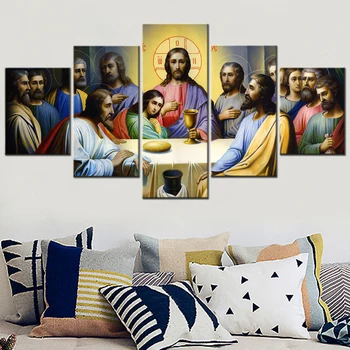 אמנות קיר בד ממוסגר כריסטיאן קישוטים פוסטר ישו ו-12 תלמידיו ציורי פנים אסתטי עיצוב חדר