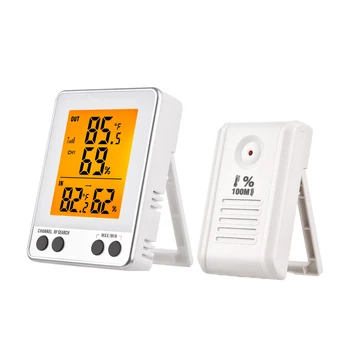 דיגיטלי מקורה חיצונית Thermohygrometer עם שלט חיישן תאורה אחורית טמפרטורה לחות צג עם המשדר.