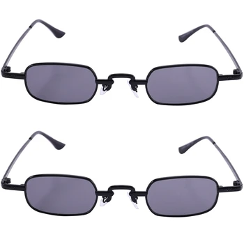 2X רטרו פאנק משקפיים ברור כיכר משקפי שמש נשי רטרו, משקפי שמש גברים מסגרת מתכת-שחור-שחור אפור
