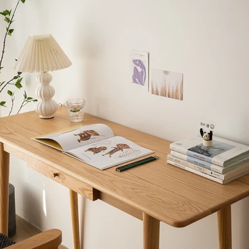 עץ מלא קטן השולחן הצר אלון שולחן העבודה פשוט Cherrywood שולחן כתיבה דירה קטנה שולחן מחשב משחקי שולחן