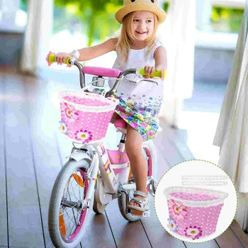 סלסלת האופניים הכידון ילדים בנות לפני קש אחסון קטנוע נצרים אחורי עבודת יד ארוג מצחיק עיצוב רכיבה על אופניים סלים בנים ילדה