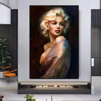 מרילין מונרו הסקסית בד פוסטרים הדפסים מודרניים כוכב קולנוע דיוקן בד ציור קיר אמנות ציור בסלון עיצוב הבית
