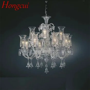 Hongcui נברשת קריסטל מנורת בסגנון אירופאי LED אור תליון דקורטיביים גופי הביתה הסלון