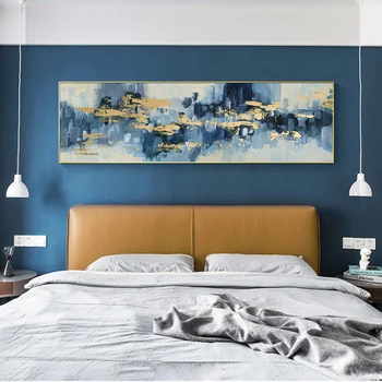 כחול לבן מופשט בד ציור אסתטי פוסטרים, הדפסת אמנות מודרנית קיר תמונות עבור סלון, חדר שינה מעוצב
