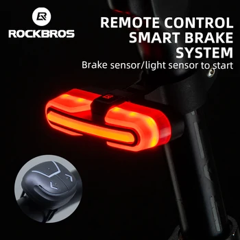 ROCKBROS חכם אופניים אור אחורי Auto Start/stop בלם חש IPX6 עמיד למים מטען USB רכיבה על אופניים זנב אחורי האופניים אור LED