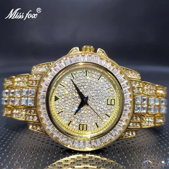 אנשים חדשים לצפות מותג יוקרה זהב מלא Moissanite רחוב היפ הופ סגנון קוורץ שעונים אביזרים Droshipping ר 