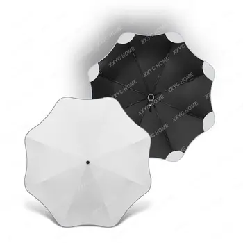 מעוגל אוטומטית מטריה גדולה מתקפלת שמש מטרייה לנשים לשמש הוכחה UV חסין-גשם-הוכחה דו-שימושי גברים