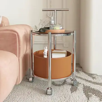שולחן צד הספה בצד ארון נורדי שולחן פינתי סלון נייד עגלת אחסון מדף מודרני פשוט, שולחן קפה קטן Furnitur
