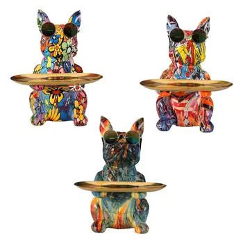 הכלב פסל אחסון מגש מחזיק מפתחות יצירתי תפאורה, קישוט תכשיטים המגש על השולחן, השידה בבית חדר האוכל