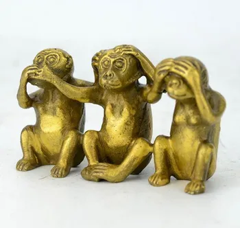 Archaize פליז רואה דבר לא שומע רוע 3 קוף קטן פסלים