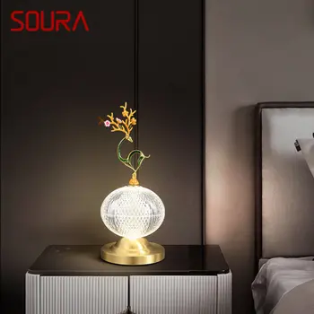SOURA הסינית המודרנית מנורת שולחן יצירתי פשוט הוביל פליז שולחן אור על עיצוב הבית בסלון המלון ליד המיטה