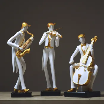 אירופה שרף מוזיקאי להקת מוסיקה פסלים קישוט הבית-סלון בר קפה שולחן העבודה אנשים פיסול דמויות אמנות עיצוב
