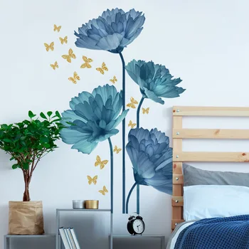 2023 צמח פרח פרפר קיר מדבקה רקע קיר חדר ילדים סלון קישוט הבית באביזרים רקעים