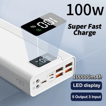 50000mAh בנק כוח 100W 4 USB סופר מהיר טעינה נייד Powerbank עבור Huawei iPhone 14 Xiaomi סוללה חיצונית מטען חדש