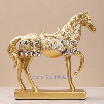 יצירתי שרף זהב סוס הדמיה חיה פנינה נוי ריהוט סלון אמנות מודרנית קישוט הבית באביזרים