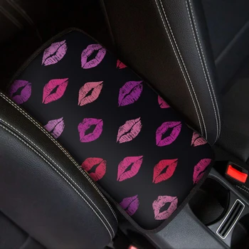 נשים שפתיים אדומות עיצוב המכונית כיסוי משענת יד מחצלת אוניברסלי במרכז הקונסולה לכסות משטח קל להתקנה אוטומטית הפנים אביזרים מתנות