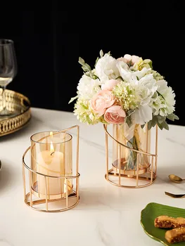 נורדי רומנטי פמוט קישוטים לחתונה קישוטי השולחן פמוט שולחנות קפה קישוט הבית באביזרים