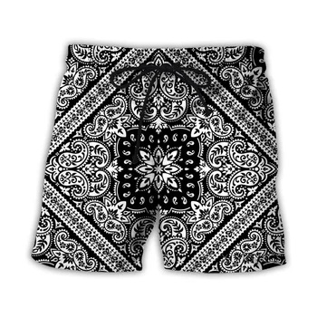 בנדנה דפוס הדפסת 3D סיבתי בגדים אופנה חדשה גברים נשים מכנסיים קצרים בתוספת גודל S-7XL