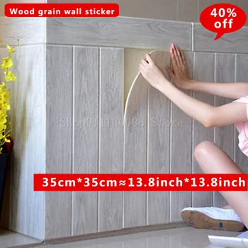 3D סטריאו עץ מדבקות קיר לוח דבק עצמי קצף טפט בסלון הבית עיצוב הבית קישוטי חג המולד