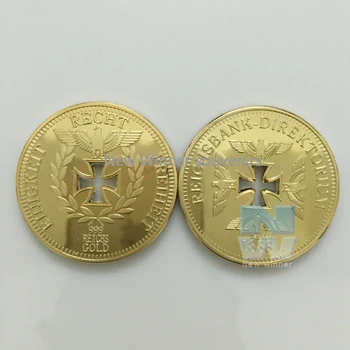 1OZ .999 מצופה זהב גרמניה צלב הנשר אתגרים המטבע הגרמני הקיסרי בנק ההנצחה מטבעות אספנות