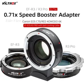 VILTROX EF-R3 Pro 0.71 x Speed Booster פוקוס אוטומטי מלא מסגרת מתאם Canon EF העדשה מצלמת RF RP R3 R5 R6 EOS-C70 אדום קומודו 6 אלף