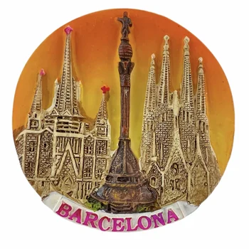 ספרד ברצלונה מגנטים קתדרלת סגרדה פמיליה אנדרטת קולומבוס נסיעות 3D הזיכרון המגנטי מקרר מדבקות