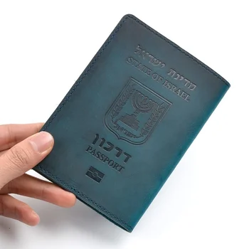 עור אמיתי דרכון ישראלי כיסוי עבור ישראל בעל כרטיס האשראי עברית דרכון במקרה יוניסקס נסיעות הארנק