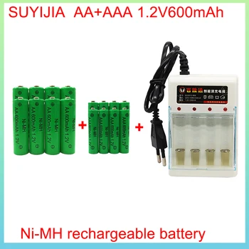 חדש AA+AAA 1.2 V Ni-MH סוללה 600mah סוללות נטענות עם המטען על השעון עכבר מחשב צעצוע לפיד פנס Batterie