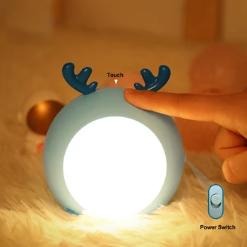 מנורת שולחן מצויר חדר קיפול ליד המיטה בחדר השינה לסלון מנורות דקורטיביות חג המולד מתנות חמודות אור LED לילה מיני חיות מחמד בצורת