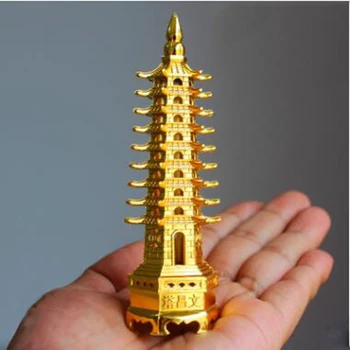 פנג שואי סגסוגת 3D דגם סין Wenchang פגודה מגדל אמנות הפסל מזכרת הביתה קישוט מתכת מלאכת יד