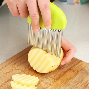 תפוחי אדמה חותך צ 'יפ צ' יפס מכונת נירוסטה גלי סכין צ ' יפס המסוק סכין מטבח המסוק יפס מכונת כלים