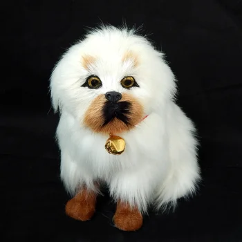 חמוד סימולציה הכלב דגם צעצוע שרף, פרווה לבן טיבטי מאסטיף בובה מתנה על 11x8x13cm 1859