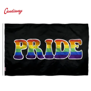 Candiway אפור גאווה דגל שחור דגלים הקשת פוליאסטר עם פליז לולאות 3 X 5 מטר צבע UV לדעוך Resistan