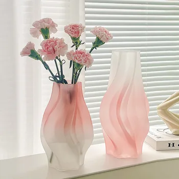 יצירתיות ורודה אגרטל זכוכית טורנדו דוגמנות חלבית בכיר הגיוני אגרטלי זכוכית סידור פרחים סלון שולחן העבודה קישוט