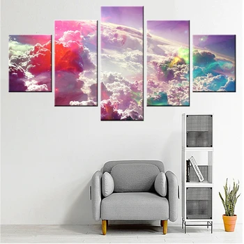 עננים צבעוניים יפה נוף ציור שמן הדפסה על בד המתנות הטובות ביותר עבור הסלון תפאורה קיר אמנות באיכות גבוהה 5 חתיכות
