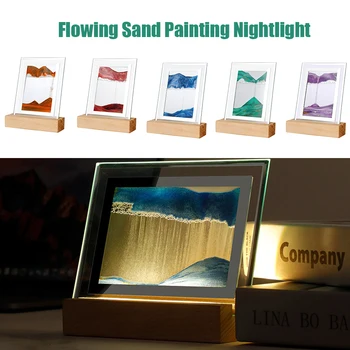 חול טובעני יצירתי מנורת הלילה 3D נוף טבעי שעון חול אור תפאורה עין הגנה הביתה קישוט הסלון לחדר השינה